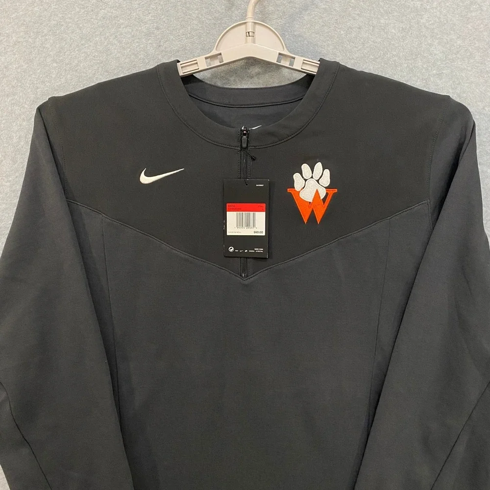 NIKE Woodberry Forest Men's L Black Football Training Long Sleeve 1/4 Zip‎ NWT